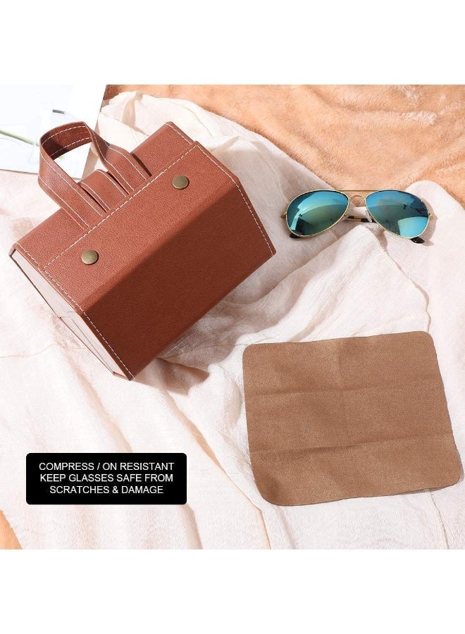 منظم نظارات شمس جلد من 5 فتحات محمول وقابل للطي لحمل وتخزين وعرض النظارات متعددة الأغراض تحافظ على منظمة في المنزل وعند السفر - Image 5